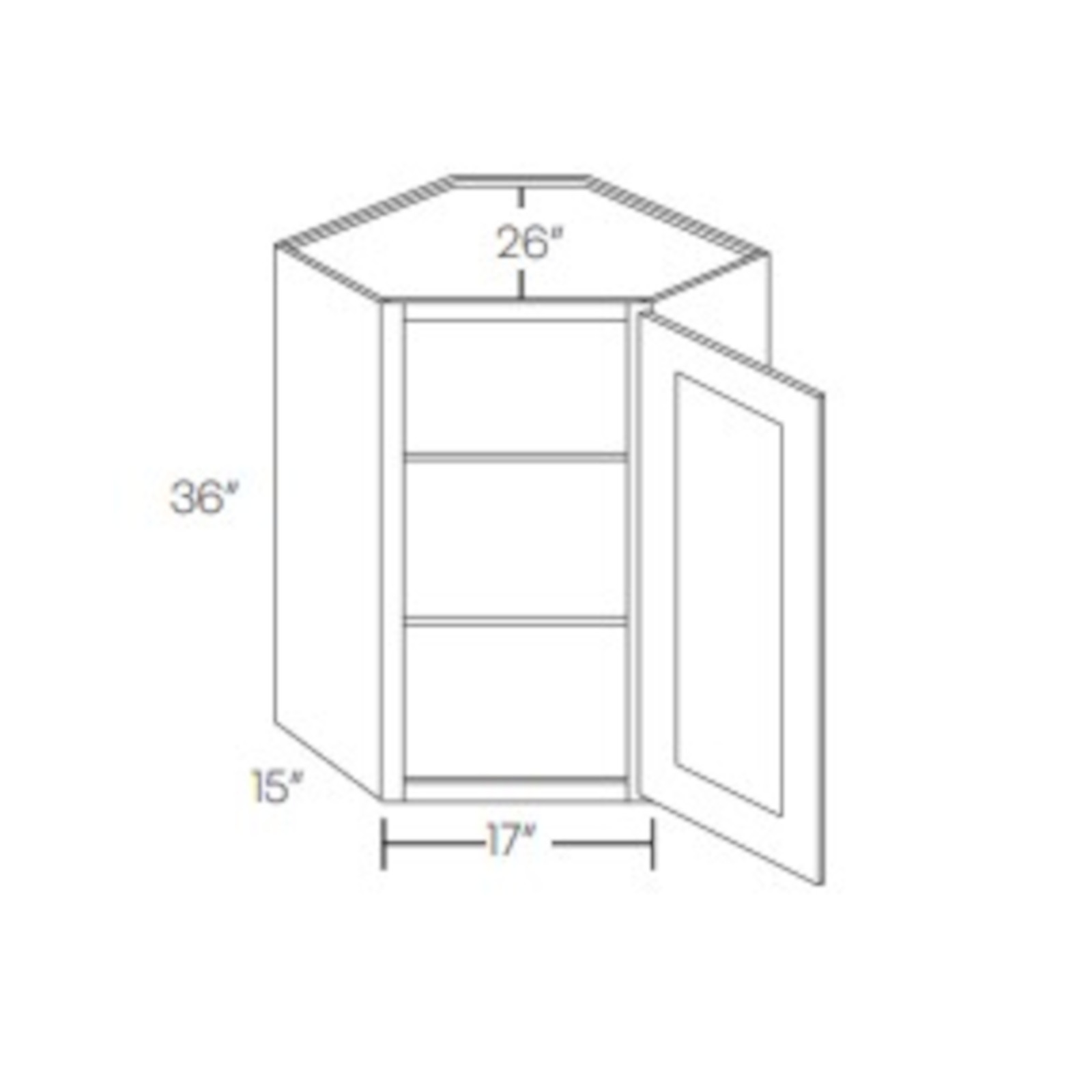 LUXOR SMOKY GREY - DIAGONAL CORNER WALL CABINET