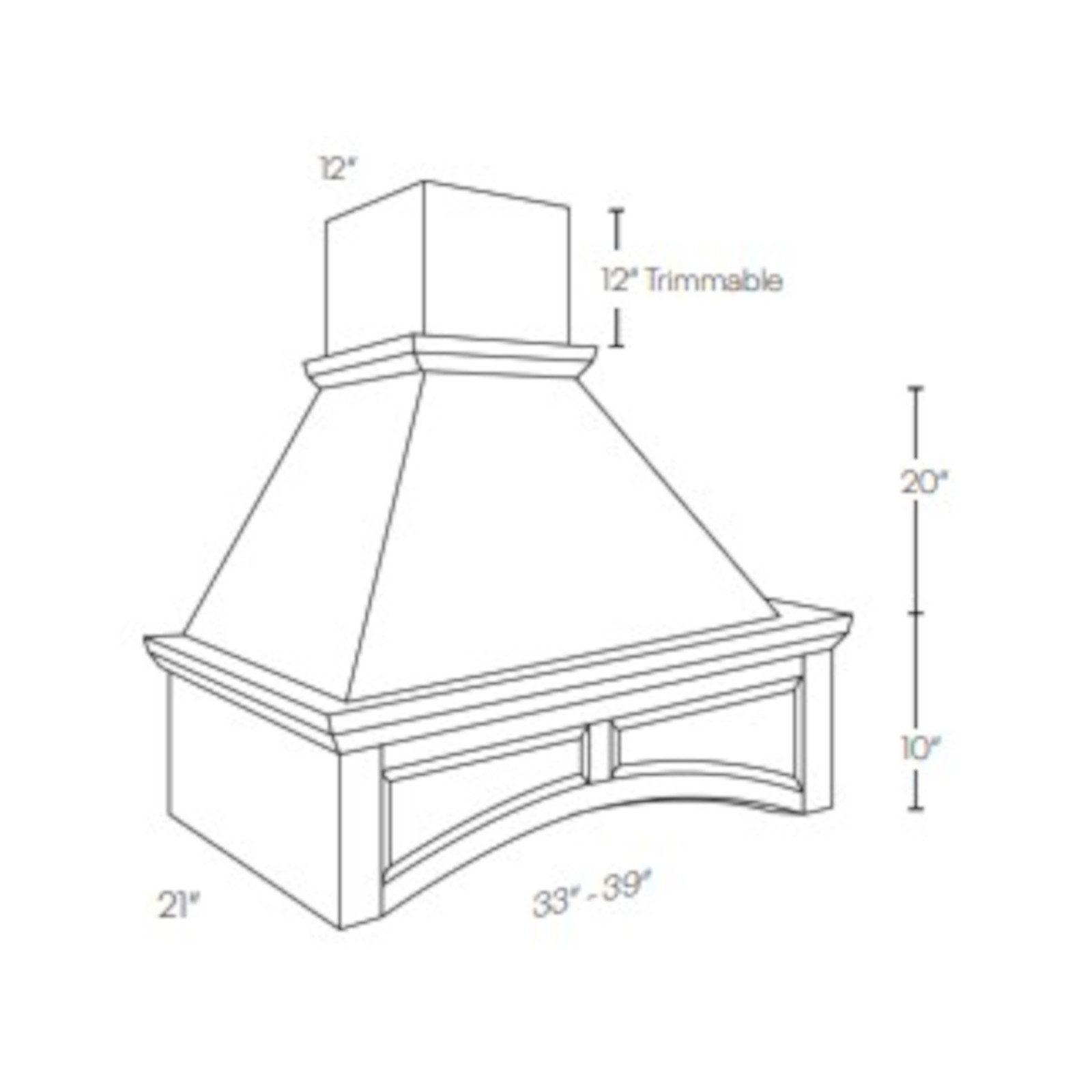 LUXOR MISTY GREY - ARCHED WOOD HOOD