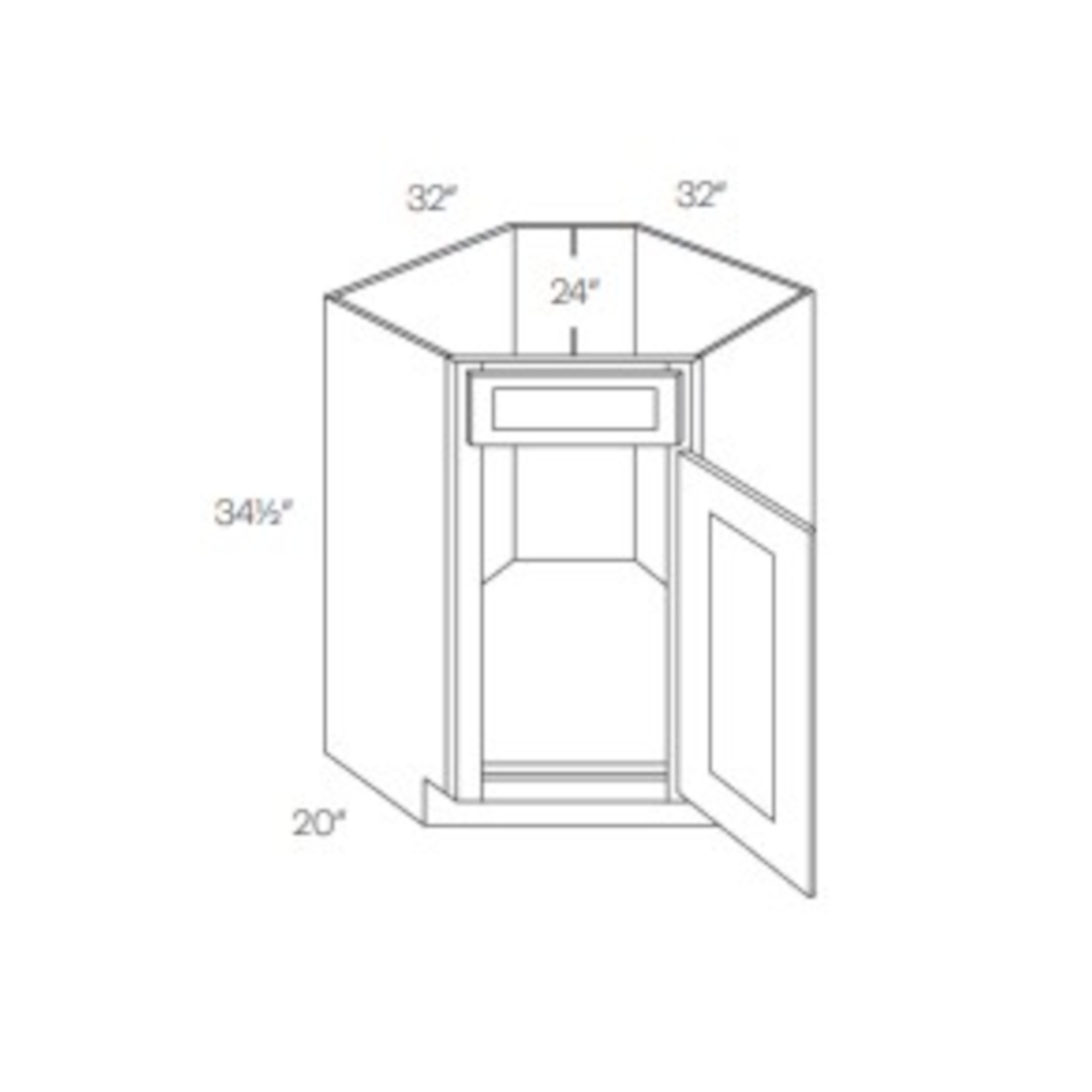 CNC Elegant Smoky Grey - Diagonal Corner Sink Base Cabinet