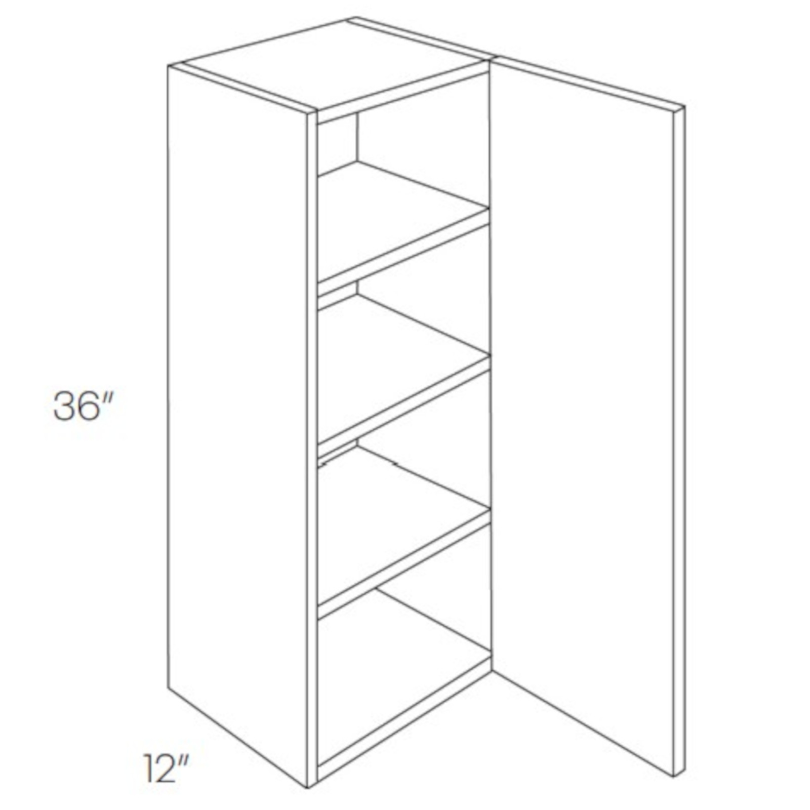 CNC Assembled Classic Milano Polar White - Wall Cabinet - 36 Inch Single Door