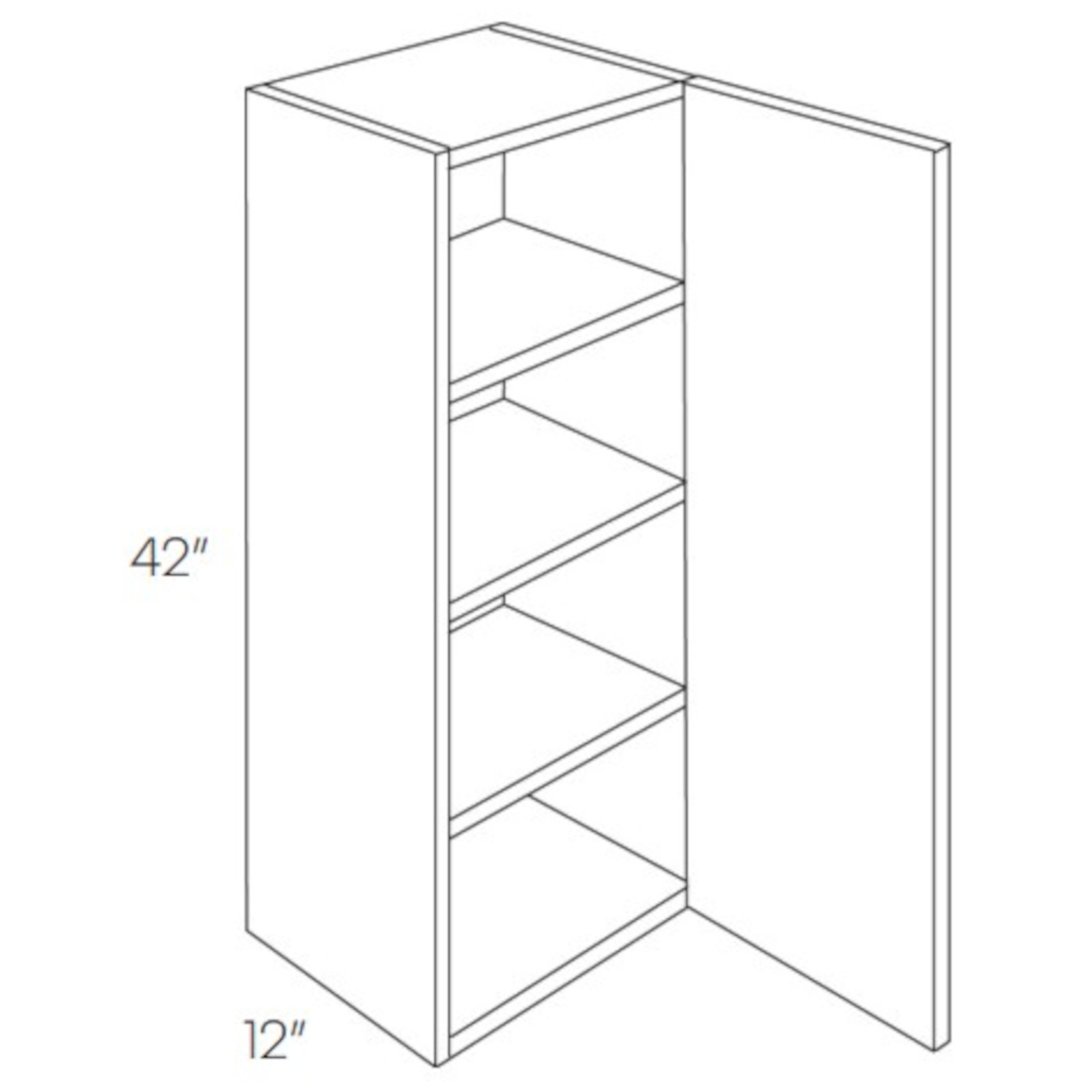 CNC Assembled Classic Milano Polar White - Wall Cabinet - 42 Inch Single Door