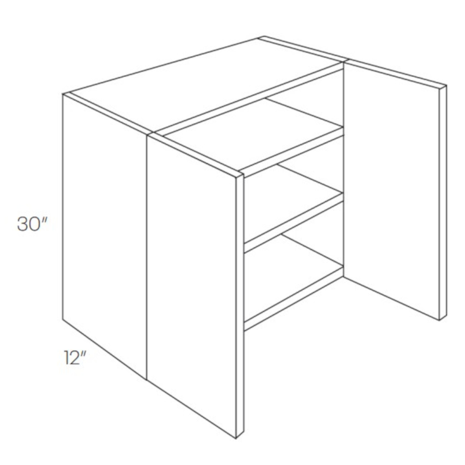 CNC Assembled Classic Milano Polar White - Wall Cabinet - High 30 Inch, 2 Door