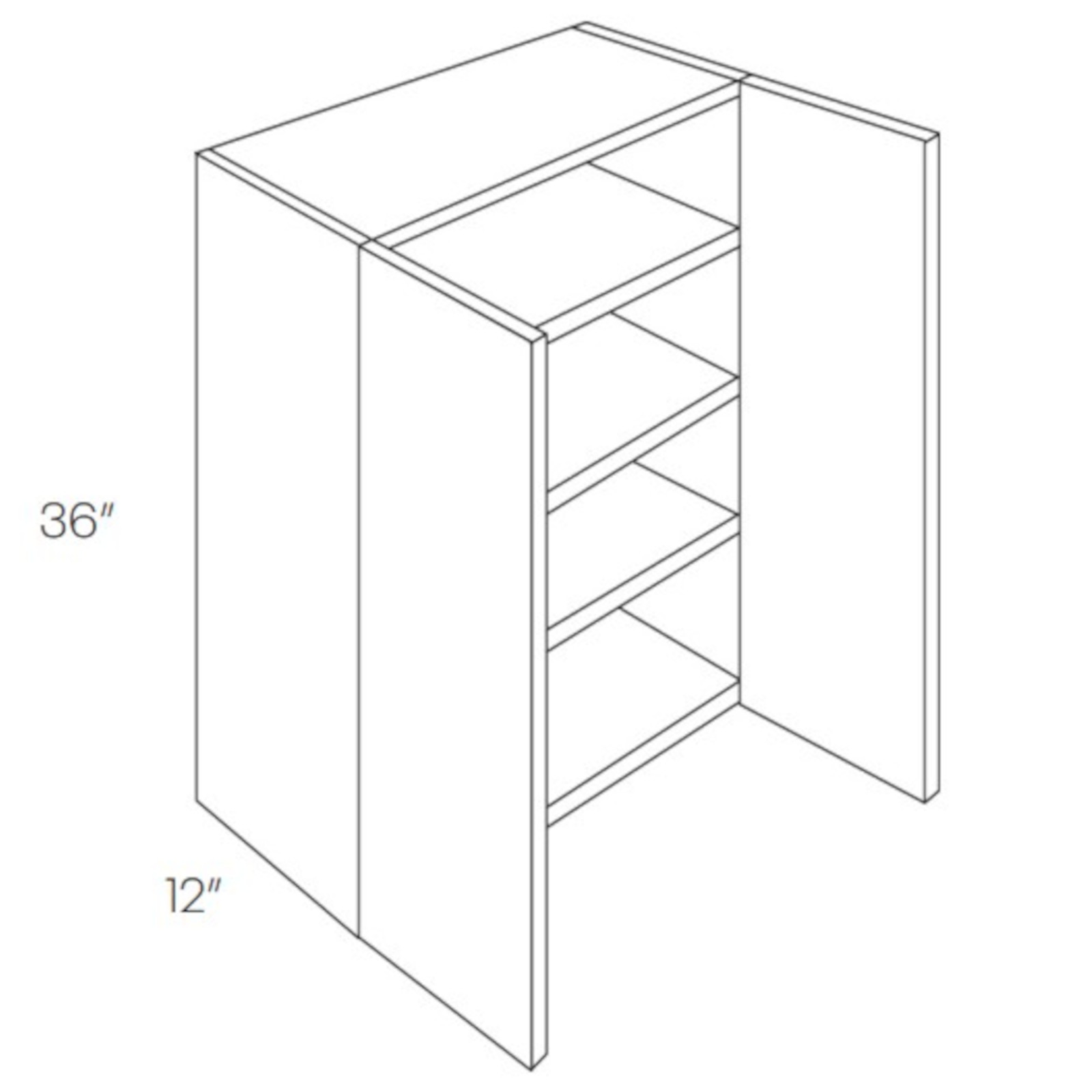 CNC Assembled Classic Milano Polar White - Wall Cabinet - High 36 Inch, 2 Door