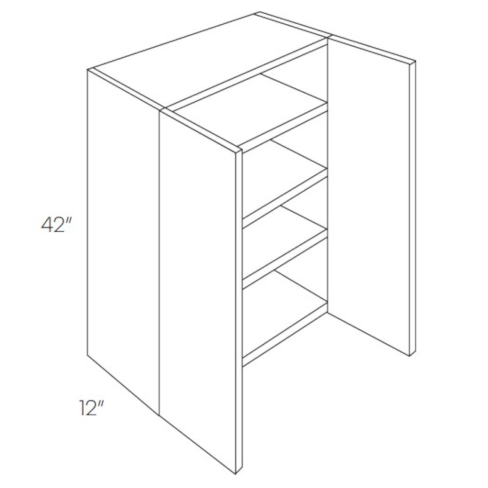 CNC Assembled Classic Milano Polar White - Wall Cabinet - High 42 Inch, 2 Door