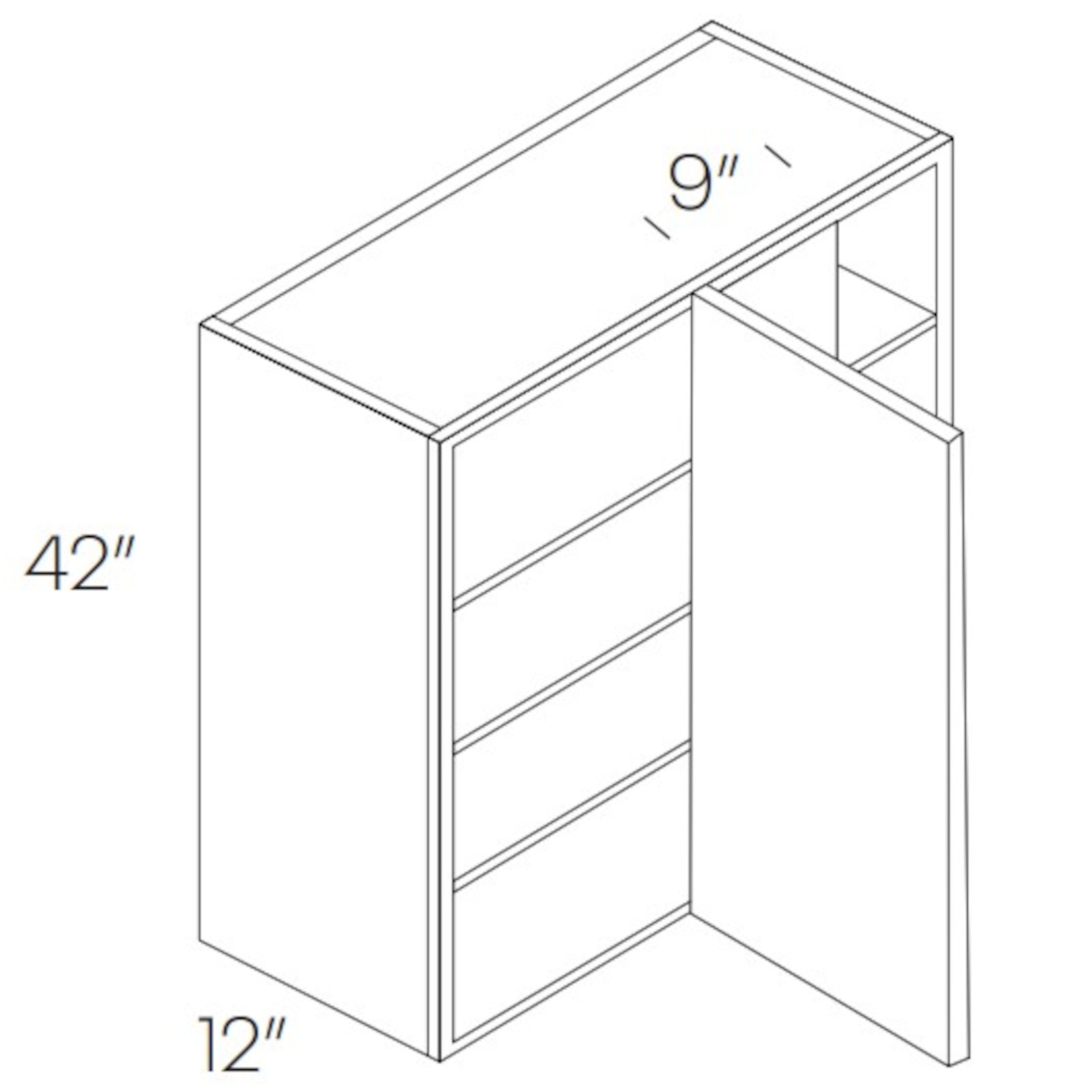 CNC Assembled Classic Milano Polar White - Wall Cabinet - 42 Inch Blind
