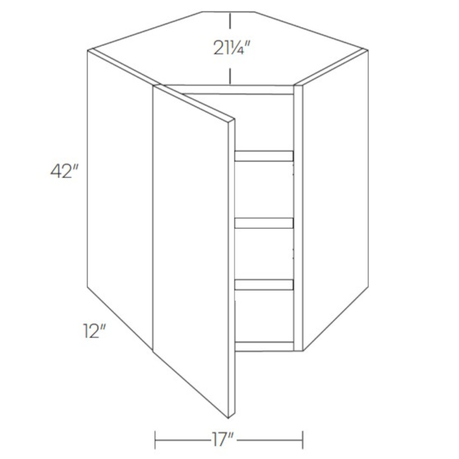 CNC Assembled Classic Milano Polar White - Wall Cabinet - 42 Inch Corner