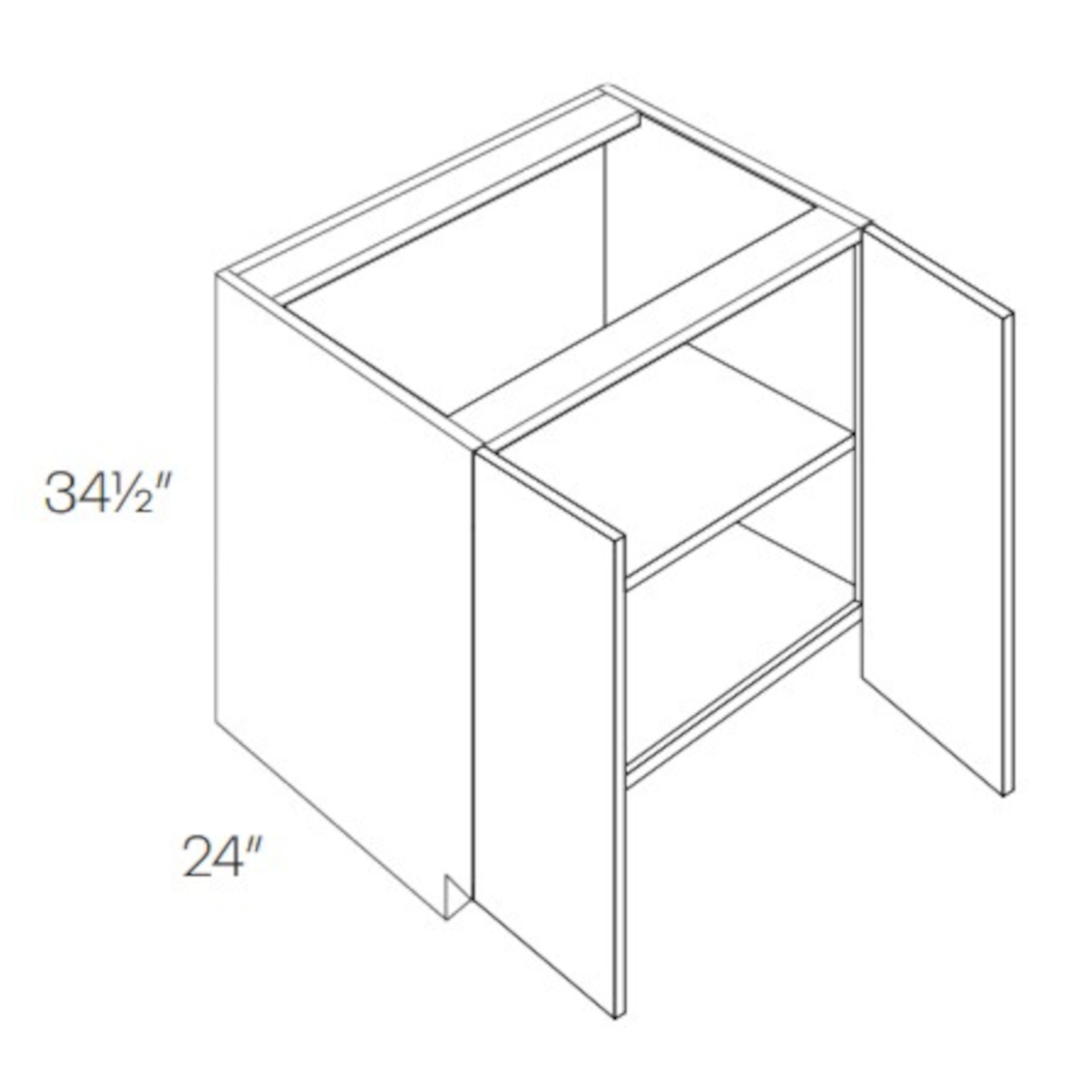 CNC Assembled Classic Milano Fossil Grey - Base Cabinet - Full Height Wide 2 Door