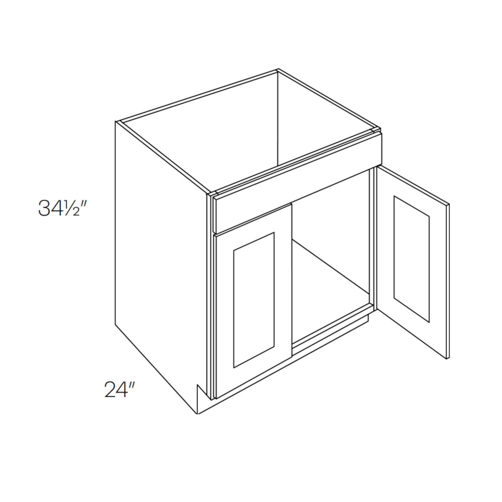 CNC Assembled Classic Milano Fossil Grey - Full Height Sink Base Cabinet - 1 Drawer 2 Door