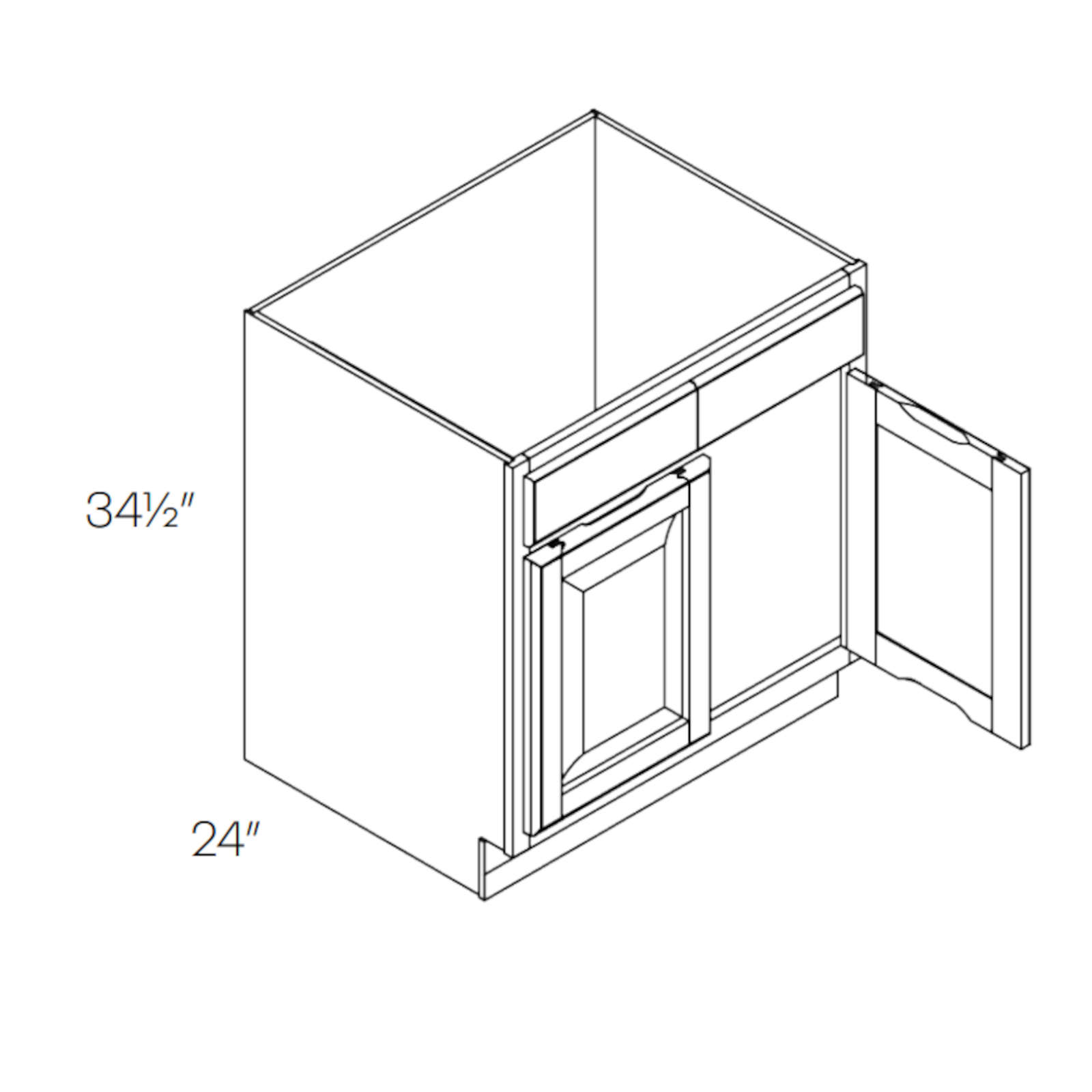 CNC Assembled Classic Milano Fossil Grey - Full Height Sink Base Cabinet - 2 Drawer 2 Door