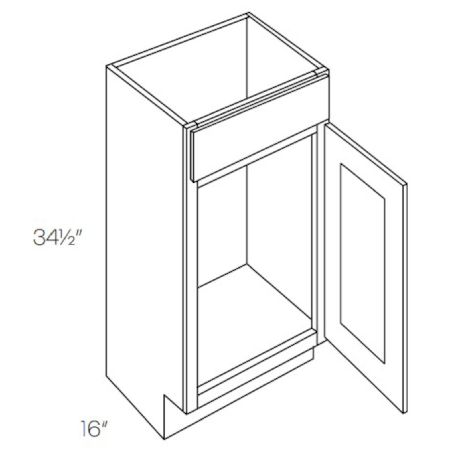 CNC Assembled Classic Milano Fossil Grey - 1 Door Vanity Base Cabinet