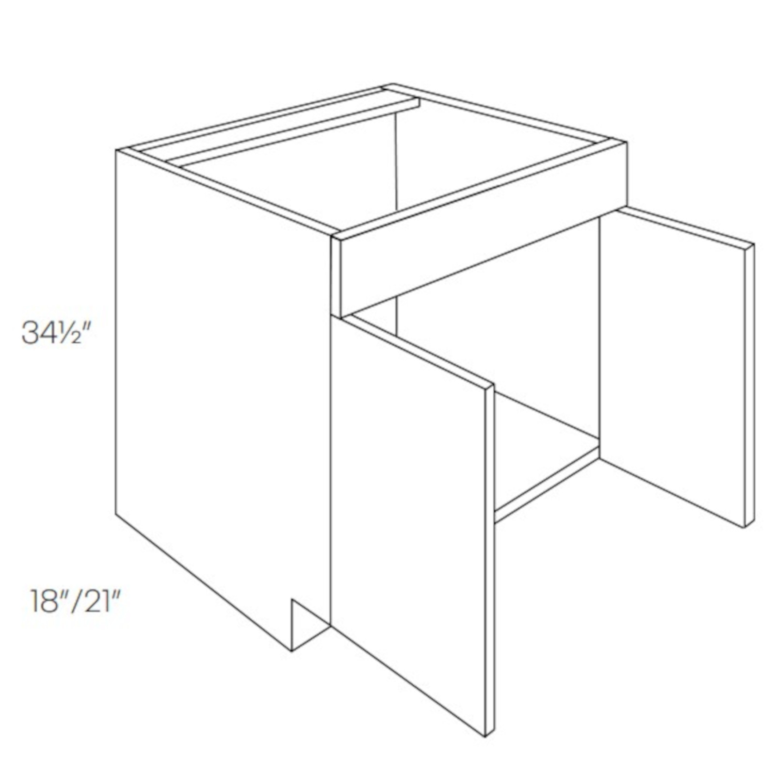 CNC Assembled Classic Milano Fossil Grey - 2 Door Vanity Base Cabinet