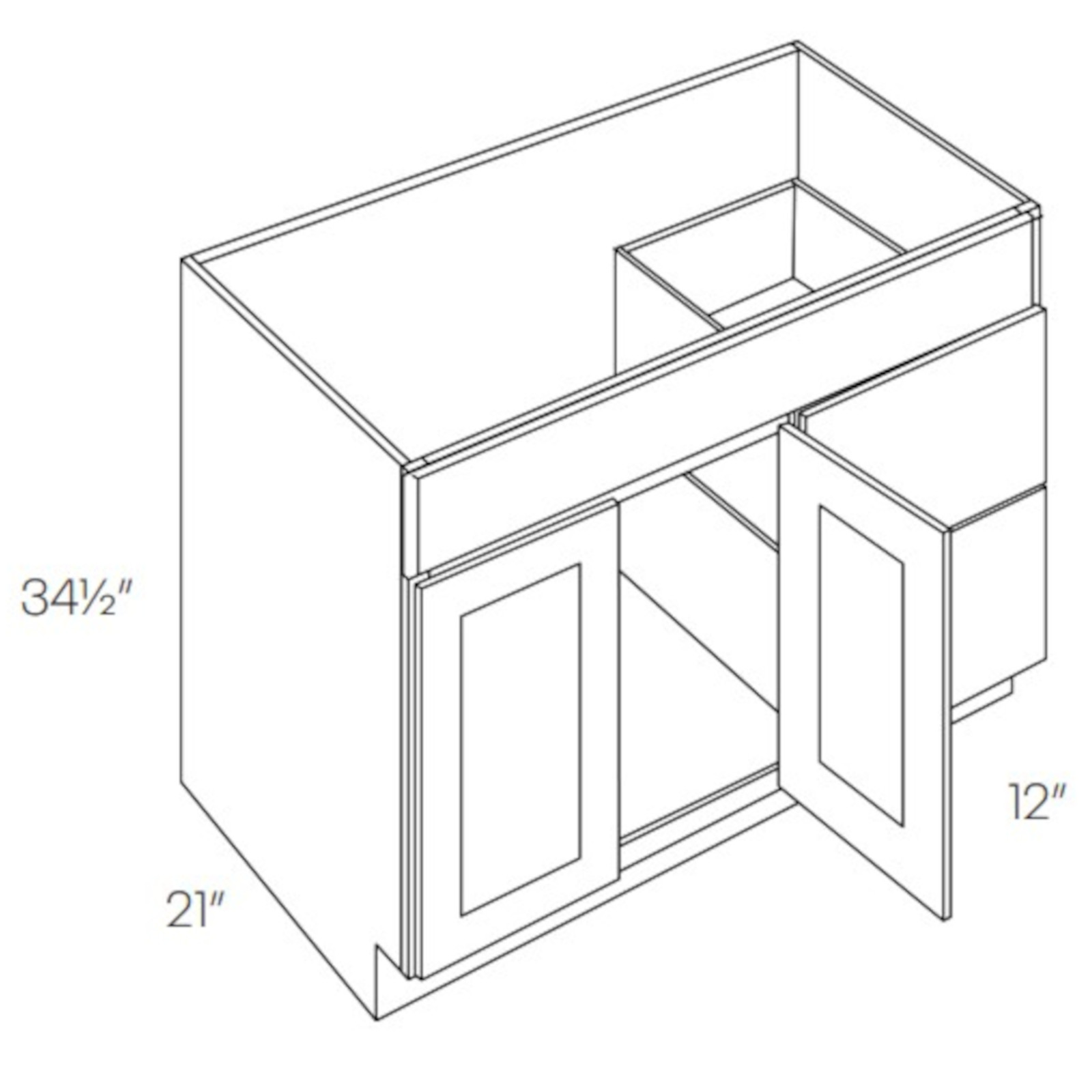 CNC Assembled Classic Milano Fossil Grey - 2 Door 2 Drawer Vanity Base Cabinet