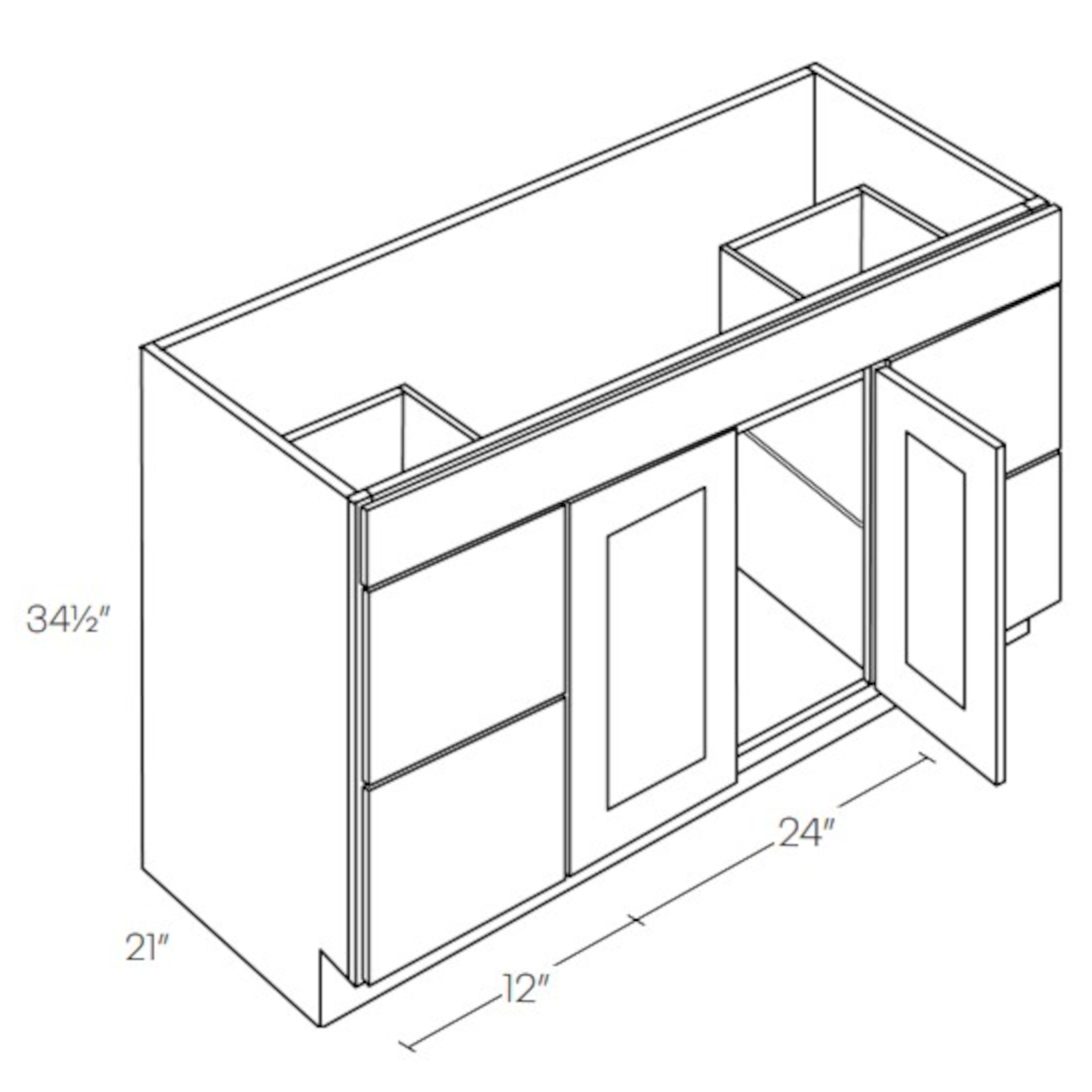 CNC Assembled Classic Milano Fossil Grey - 2 Door 4 Drawer Vanity Base Cabinet