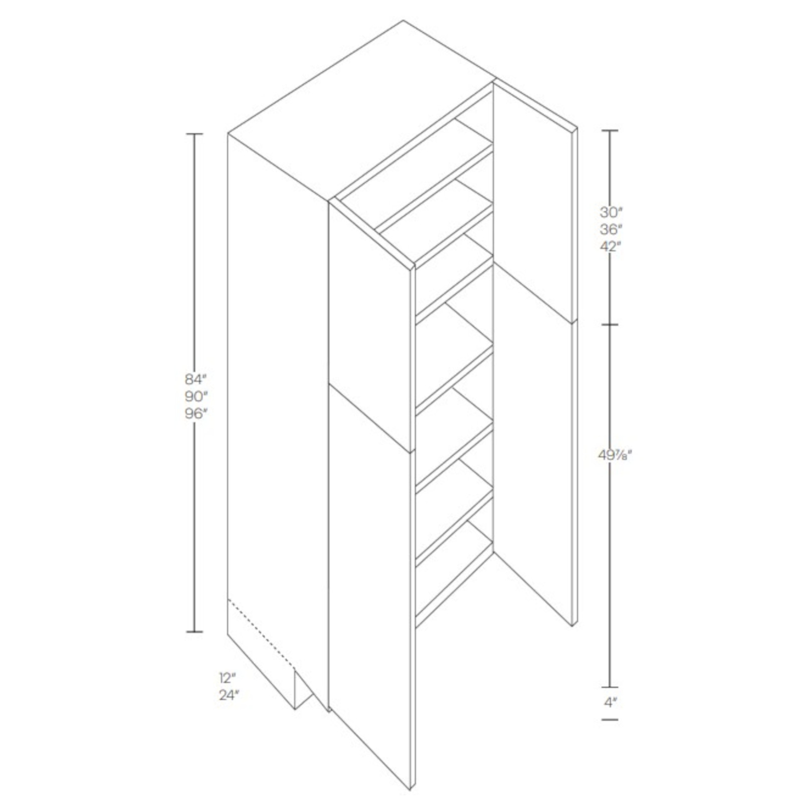 CNC Assembled Classic Milano Seaside - Double Door Utility Cabinet