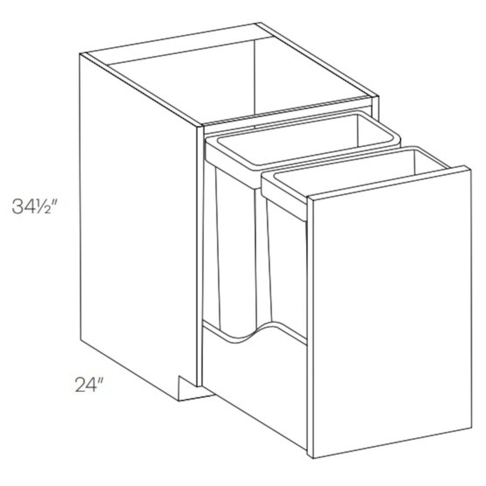 CNC Assembled Classic Matrix Greystone - Base Wastebasket Cabinet - Double