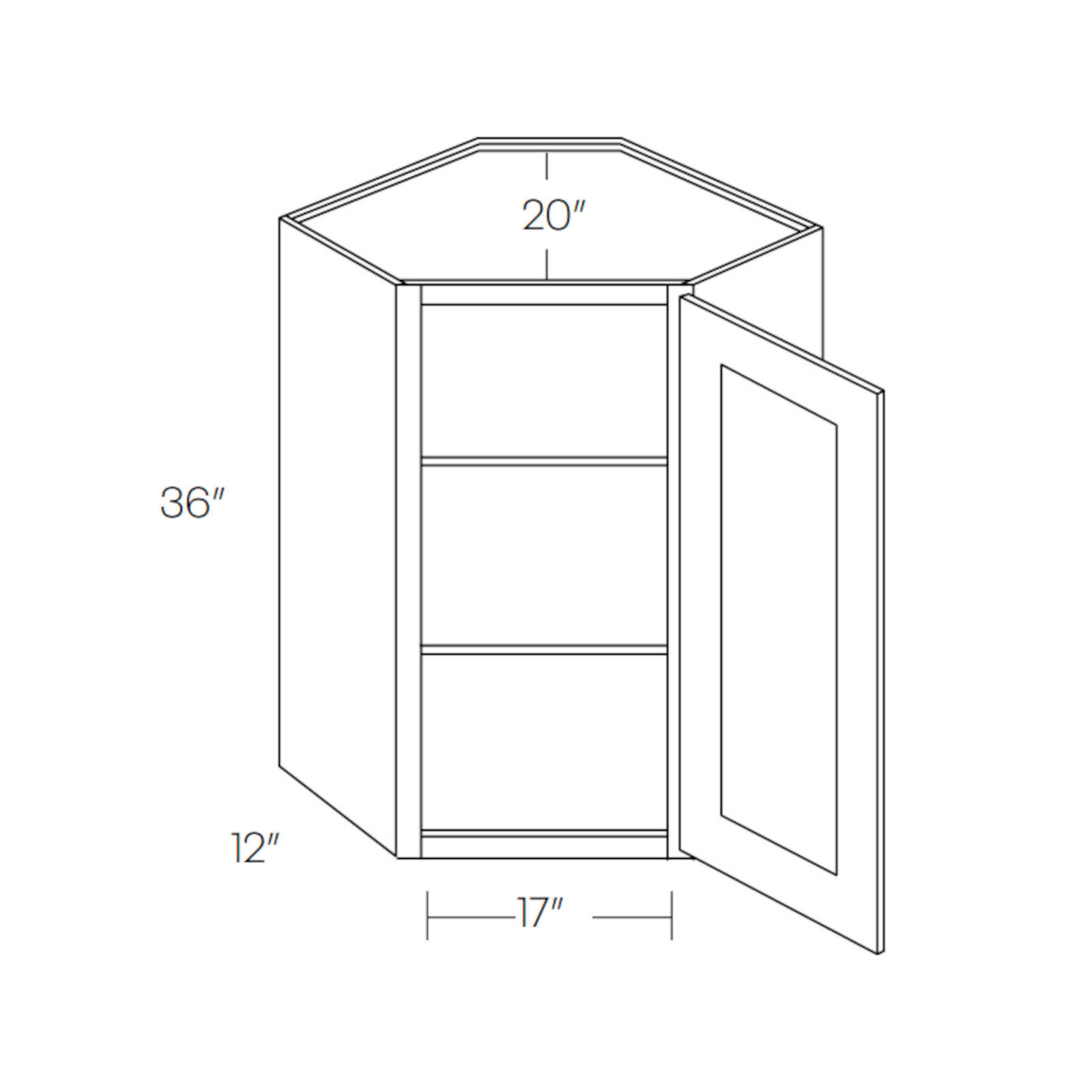CNC Assembled Classic Matrix Greystone - Wall Cabinet - 36 Inch Corner