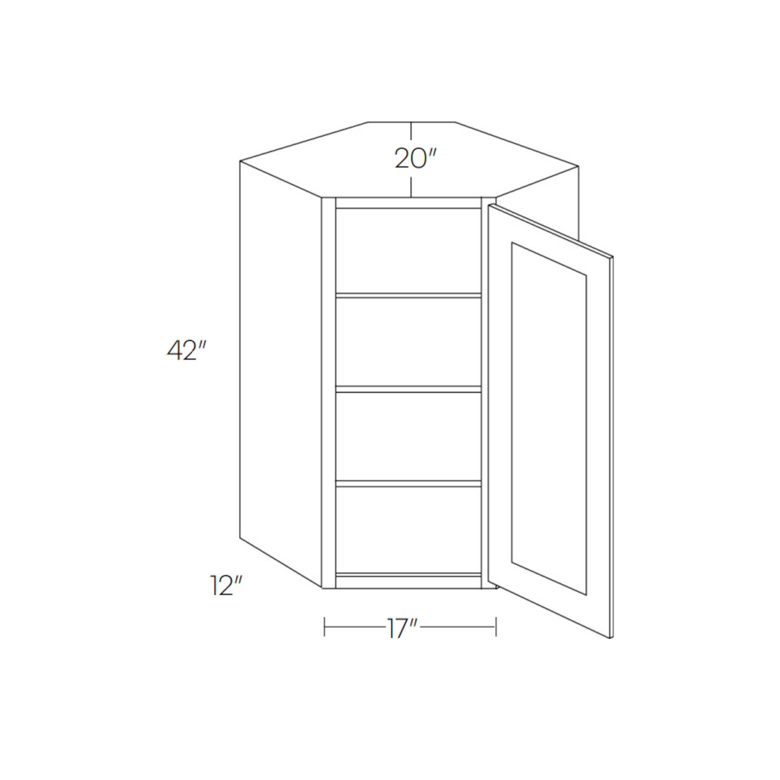 CNC Assembled Classic Matrix Greystone - Wall Cabinet - 42 Inch Corner