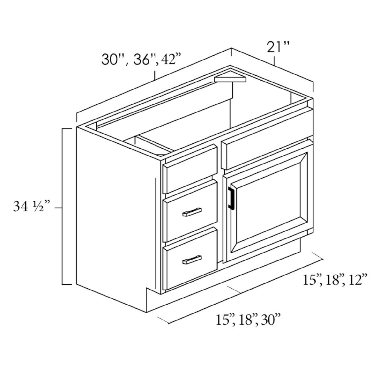 Everview RTA Aspen White - Vanity Cabinet - 2 & 6 Drawer