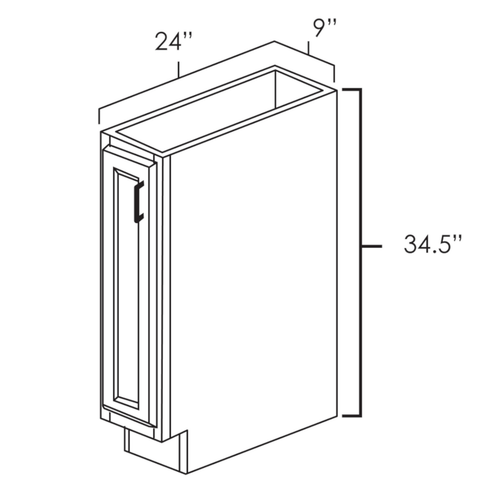 Everview RTA Hickory Shaker - Base Cabinet - 1 Door Full Height
