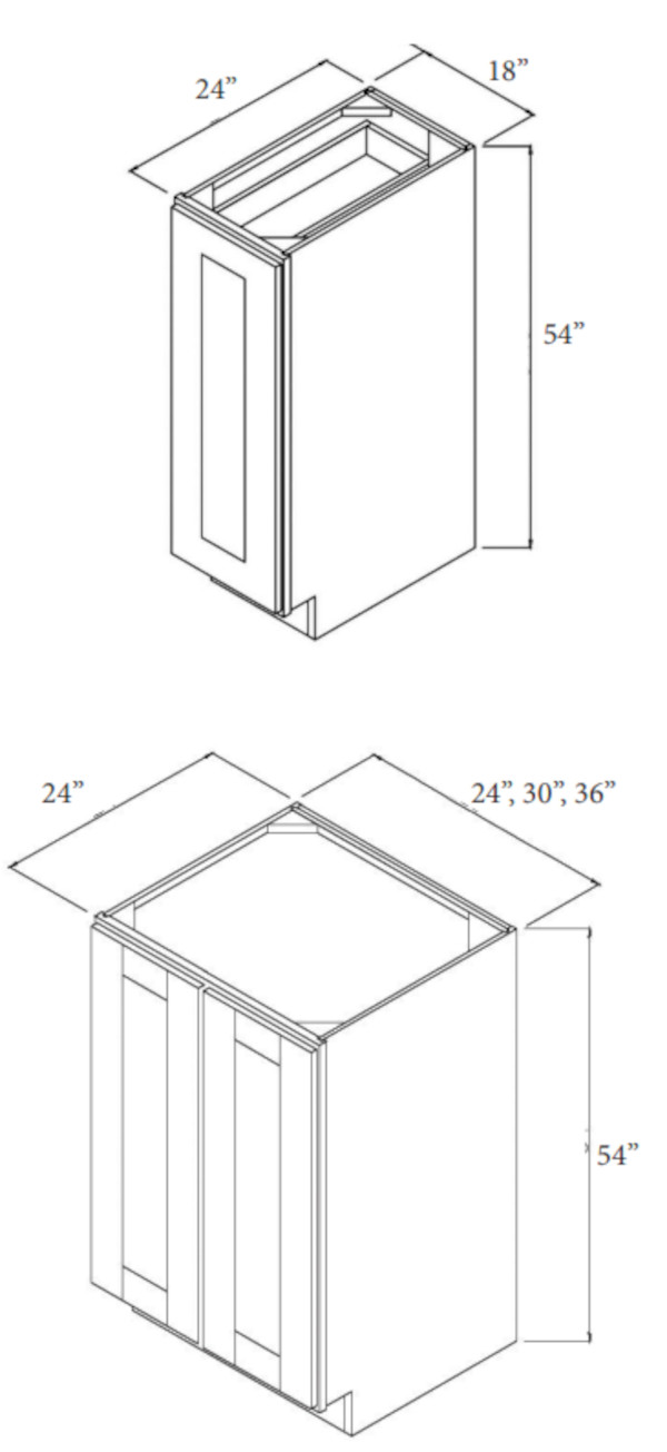 Everview RTA Modern Black Shaker - Bottom Utility Cabinet