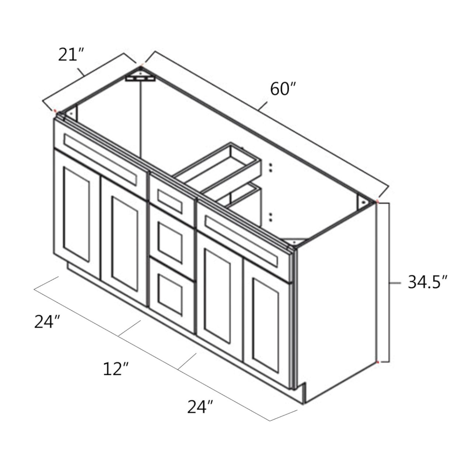 Everview RTA Florence Sage - Vanity Cabinet - Double Sink